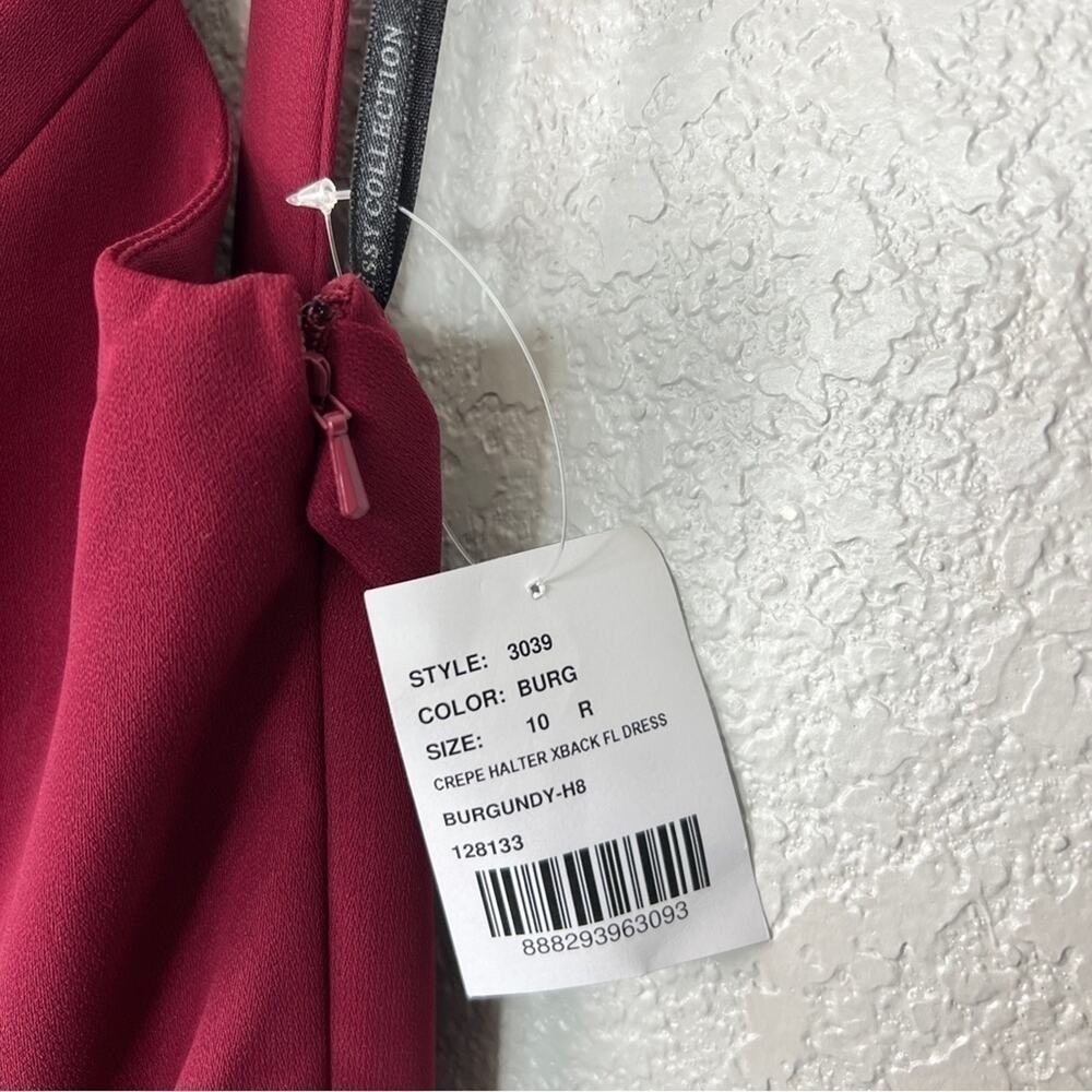 Dessy Collection High-Neck Backless Crepe Trumpet Gown NWT Burgundy Red Dress 10 - Picture 9 of 11